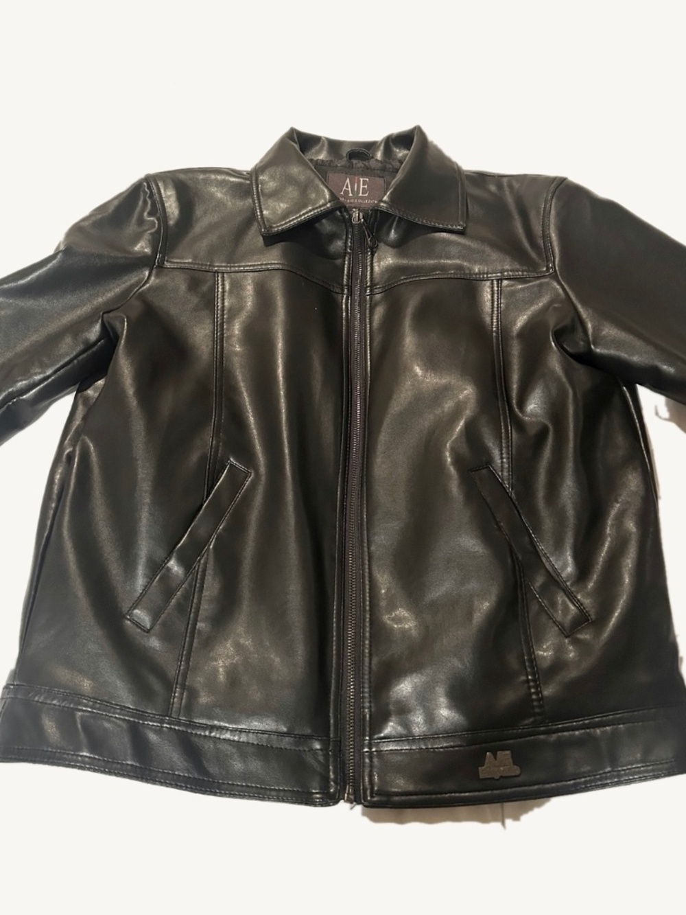 A|E by Emporio Collezioni Black Leather-Look Jacket Size S – Excellent Condition